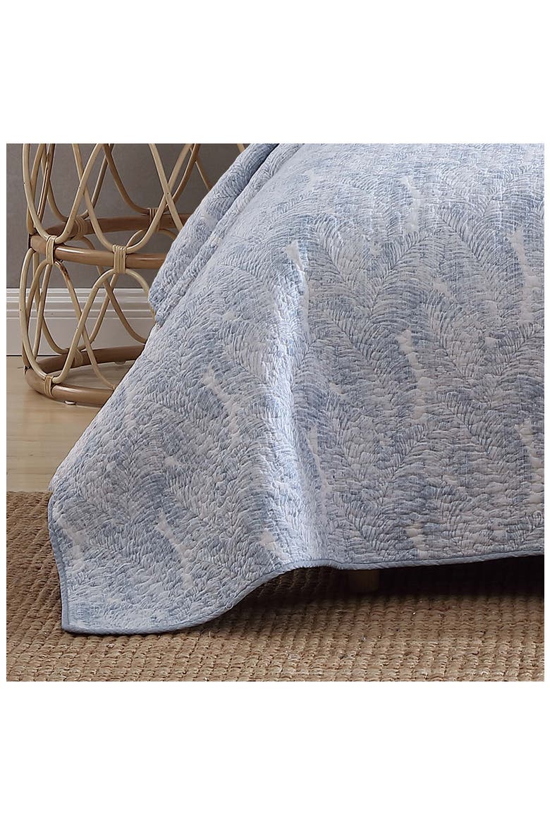 Distressed Water Leaves Reversible Quilt & Sham Set, Alternate, color, BLUE SKY