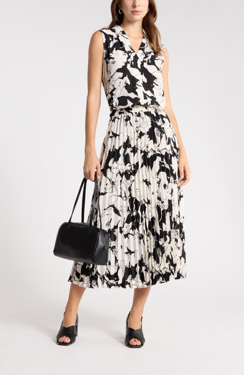Chiffon Pleated Midi Skirt