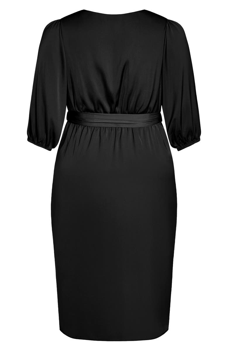 City Chic Opulent Faux Wrap Dress, Alternate, color, Black