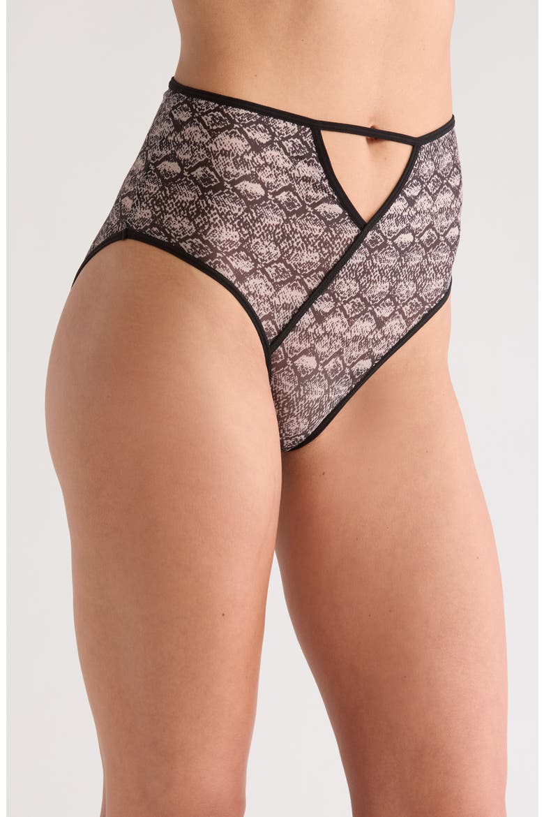 Down the Garden Patch Cutout High Waist Panties, Alternate, color, BEIGE-BLACK