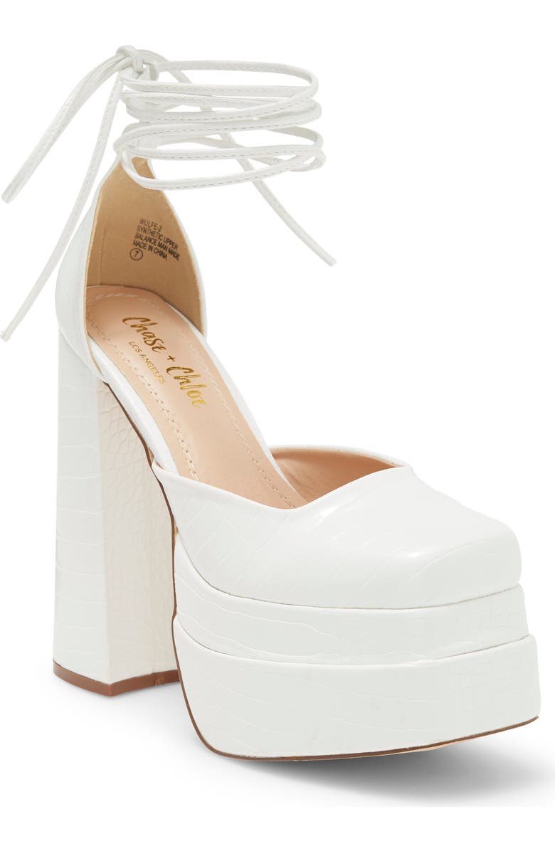 CHASE AND CHLOE Wolfe 2 Croc Embossed Platform Pump, Main, color, White Croc