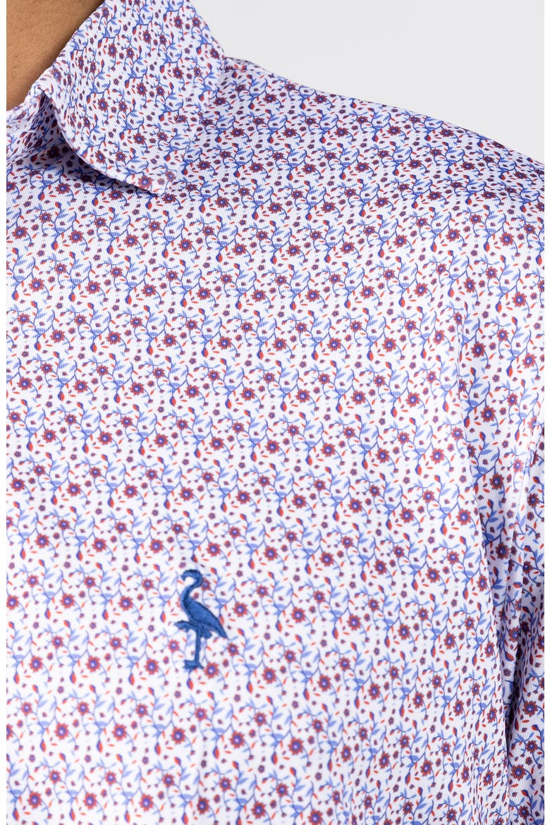 Floral Chain Print Performance Polo, Alternate, color, RED