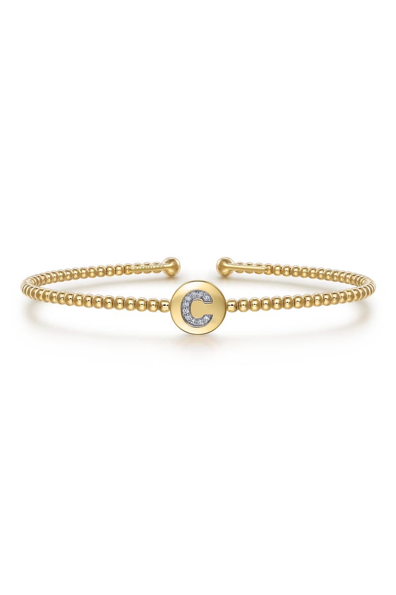Bujukan Initial Diamond Cuff Bracelet, Main, color, GOLD