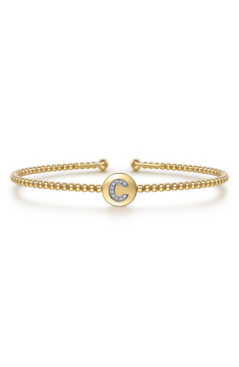 Bujukan Initial Diamond Cuff Bracelet