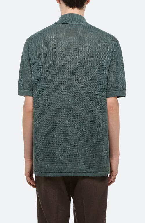 Helmut Lang Regular Fit Half Zip Linen Polo Sweater
