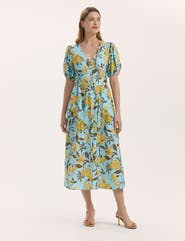 Finery London QAddison Floral Linen Blend Midi Dress