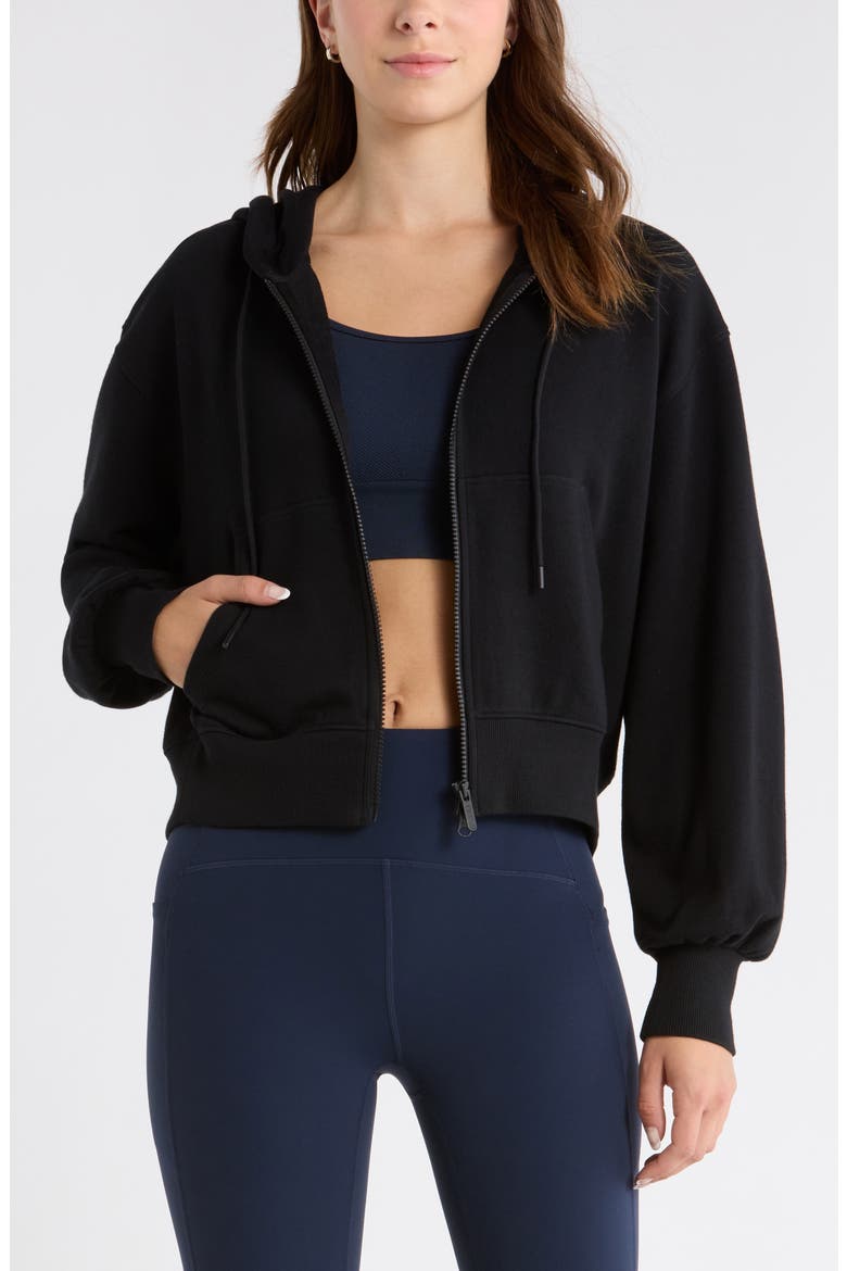 Go Easy Terry Zip Hoodie, Main, color, BLACK