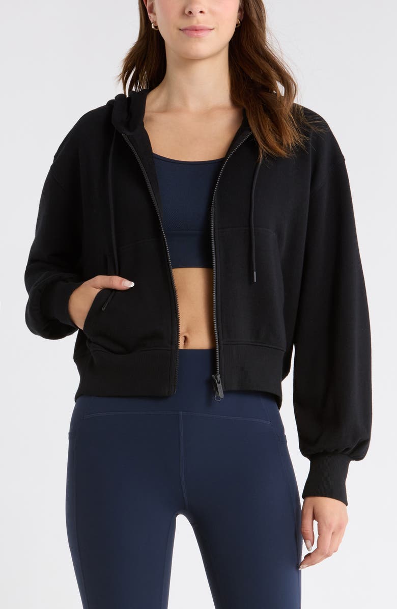 Zella Go Easy Terry Zip Hoodie, Main, color, Black