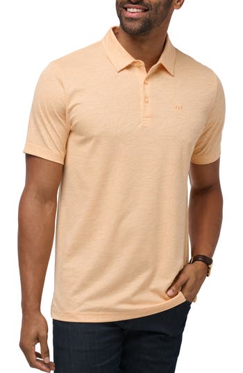 Travismathew Guiding Light Leaf Print Cotton Blend Polo In Apricot
