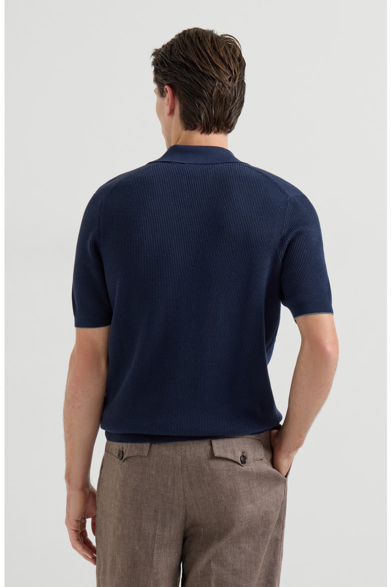 Rib knit polo, Alternate, color, Navy Blue