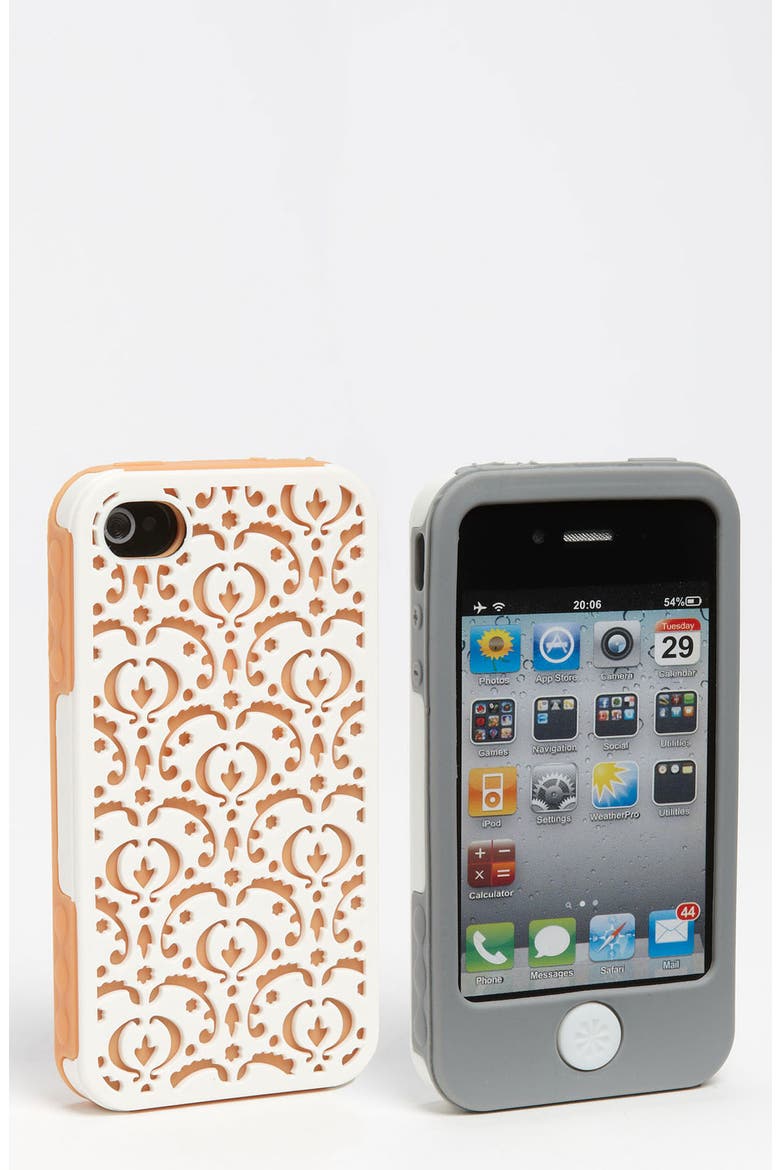 'Bordeaux' iPhone 4 Case Set, Main, color, PAPAYA/ GREY