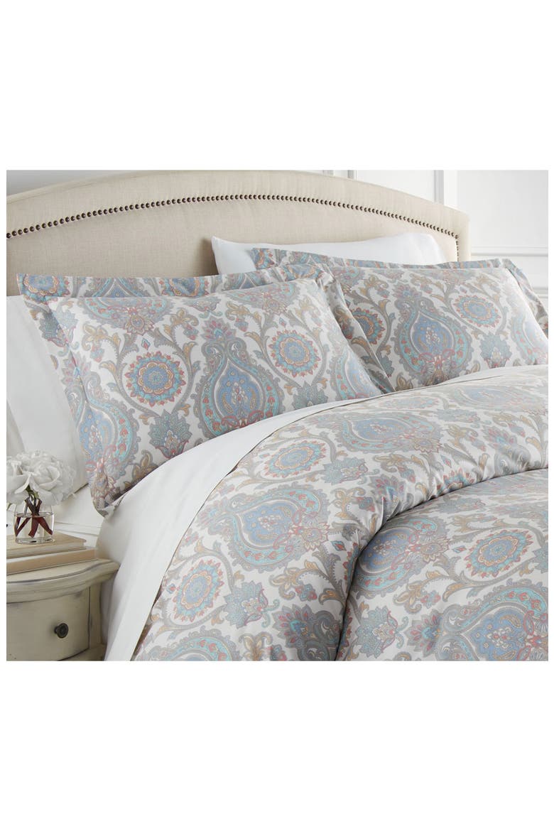 Boho Paisley Duvet Cover Set, Alternate, color, BOHO PAISLEY AQUA