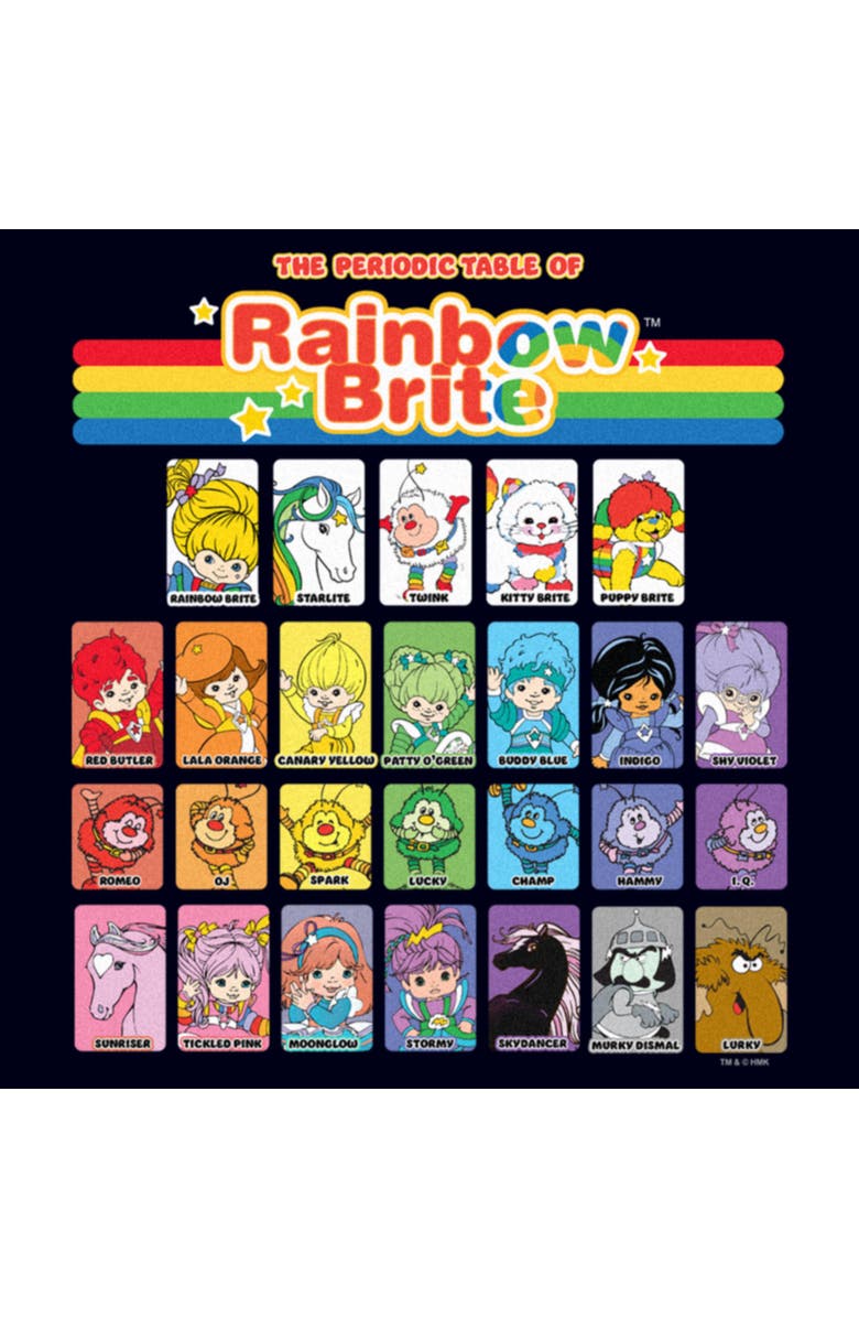 Rainbow Brite Women's Rainbow Brite Table of Characters Graphic T-Shirt, Alternate, color, Navy Blue