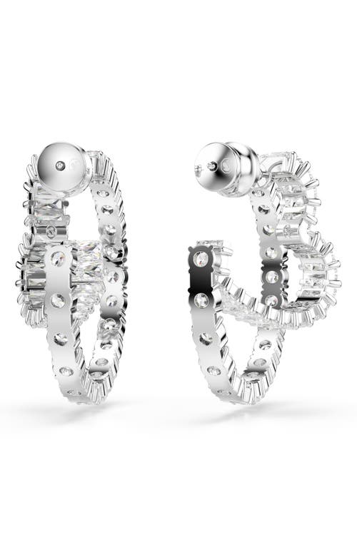 Swarovski Mixed Cut Matrix Heart Hoop Earrings In White