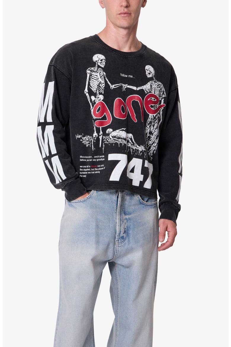 Gone Skeleton Graphic Long Sleeve T-Shirt, Alternate, color, BLACK