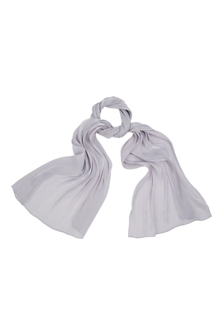 Glossy Satin Scarf, Main, color, SILVER