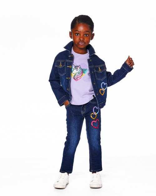 Deux Par Deux Organic Cotton Long Sleeve T-shirt With Sequin Unicorn In Purple