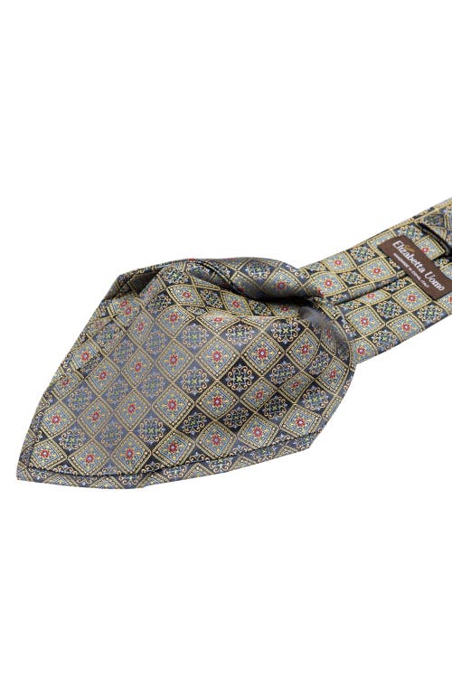 Elizabetta De Sica- Silk Jacquard Tie For Men In Navy And Yellow