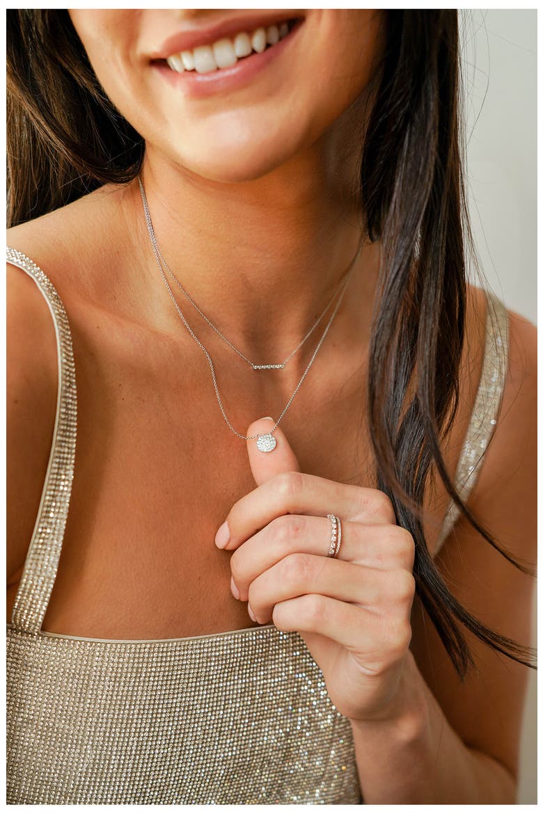 'Lauren Joy' Diamond Disc Pendant Necklace, Alternate, color, WHITE GOLD
