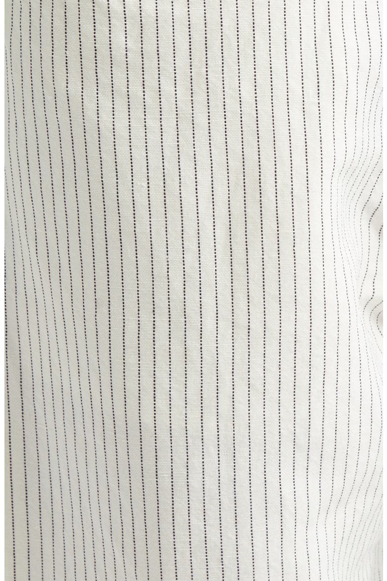 X-Boyfriend Pinstripe Linen & Cotton Pants, Alternate, color, WHITE WITH BLACK MINI STRIPE