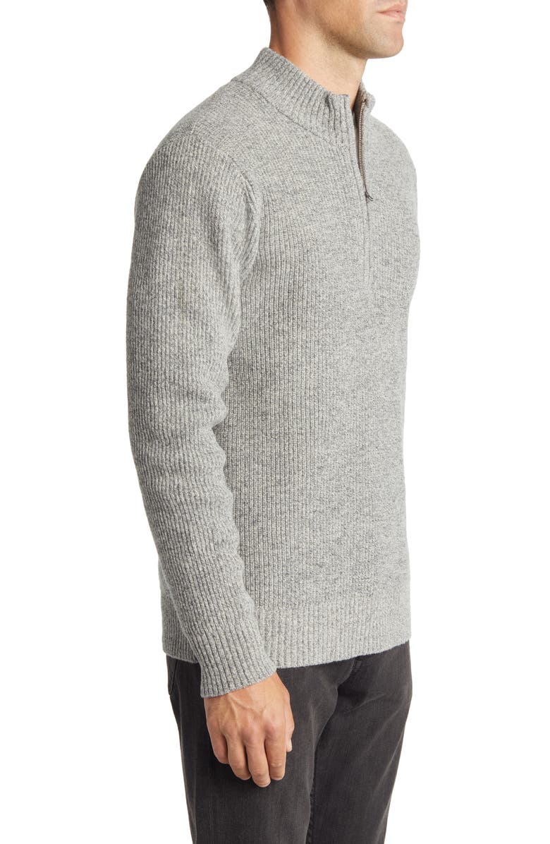 Schott NYC Half Zip Rib Wool Blend Sweater, Alternate, color, Heather Grey