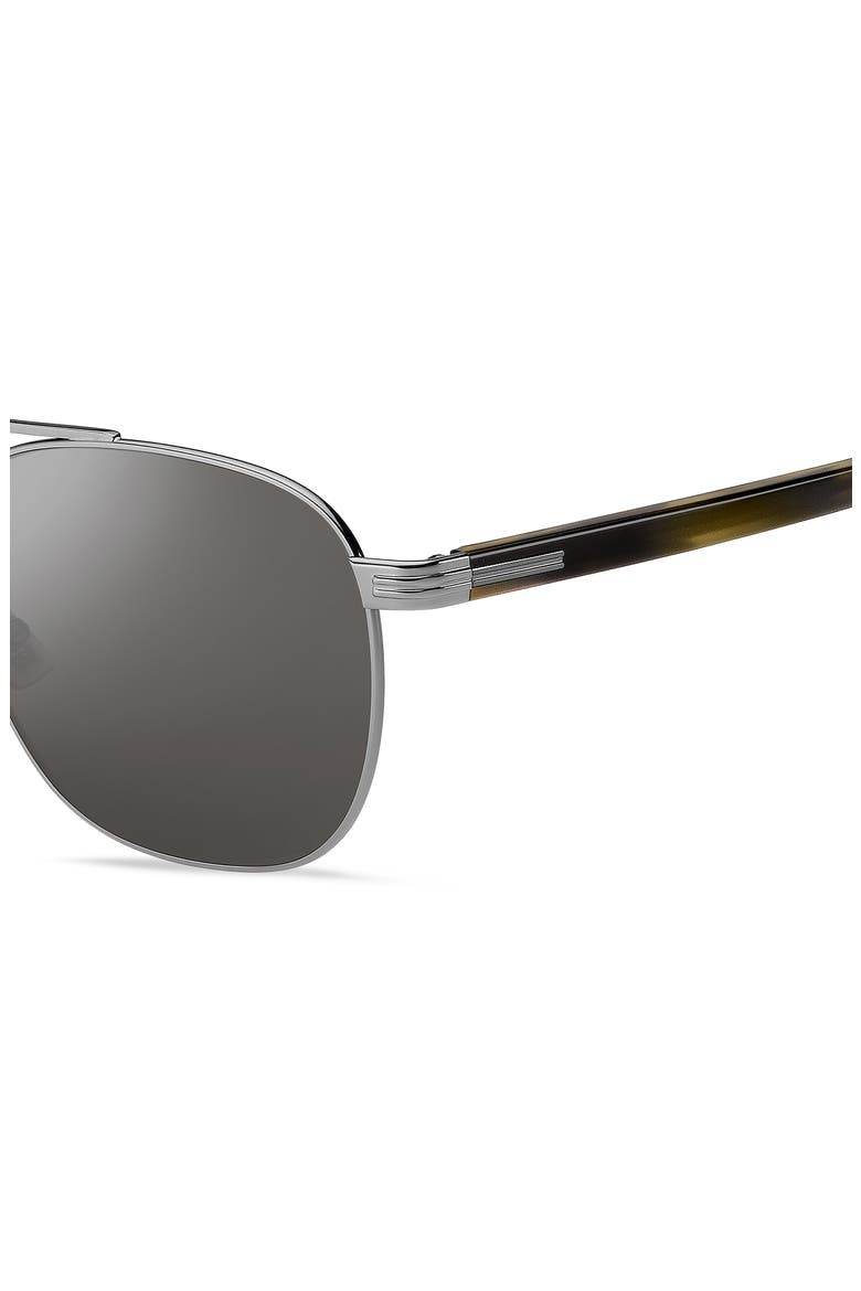 56mm Rectangular Aviator Sunglasses, Alternate, color, RUTHENIUM GREEN HORN