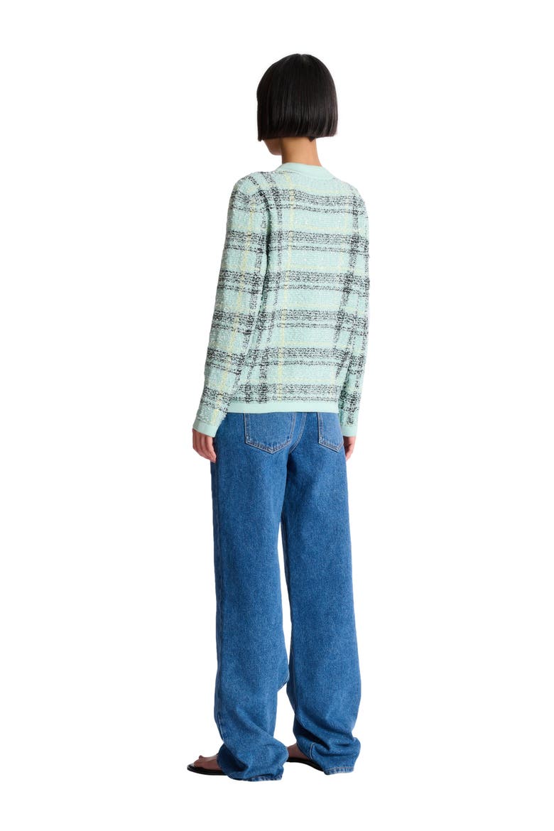 Loose glitter tweed cardigan, Alternate, color, green
