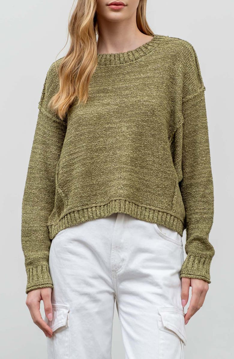 Blu Pepper Crewneck Sweater, Main, color, Olive