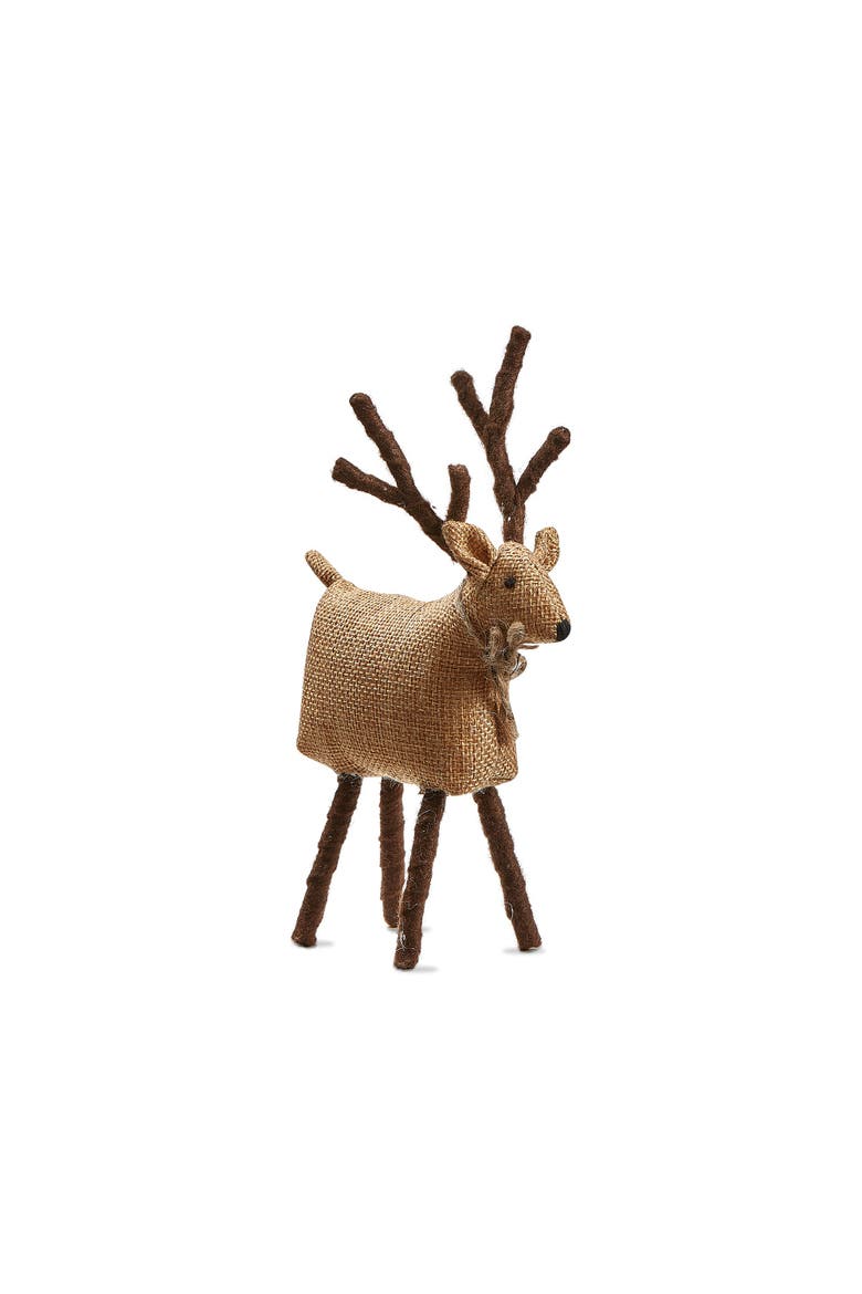 Tweedie Burlap Brown Christmas Reindeer Tabletop Decor, Main, color, Brown
