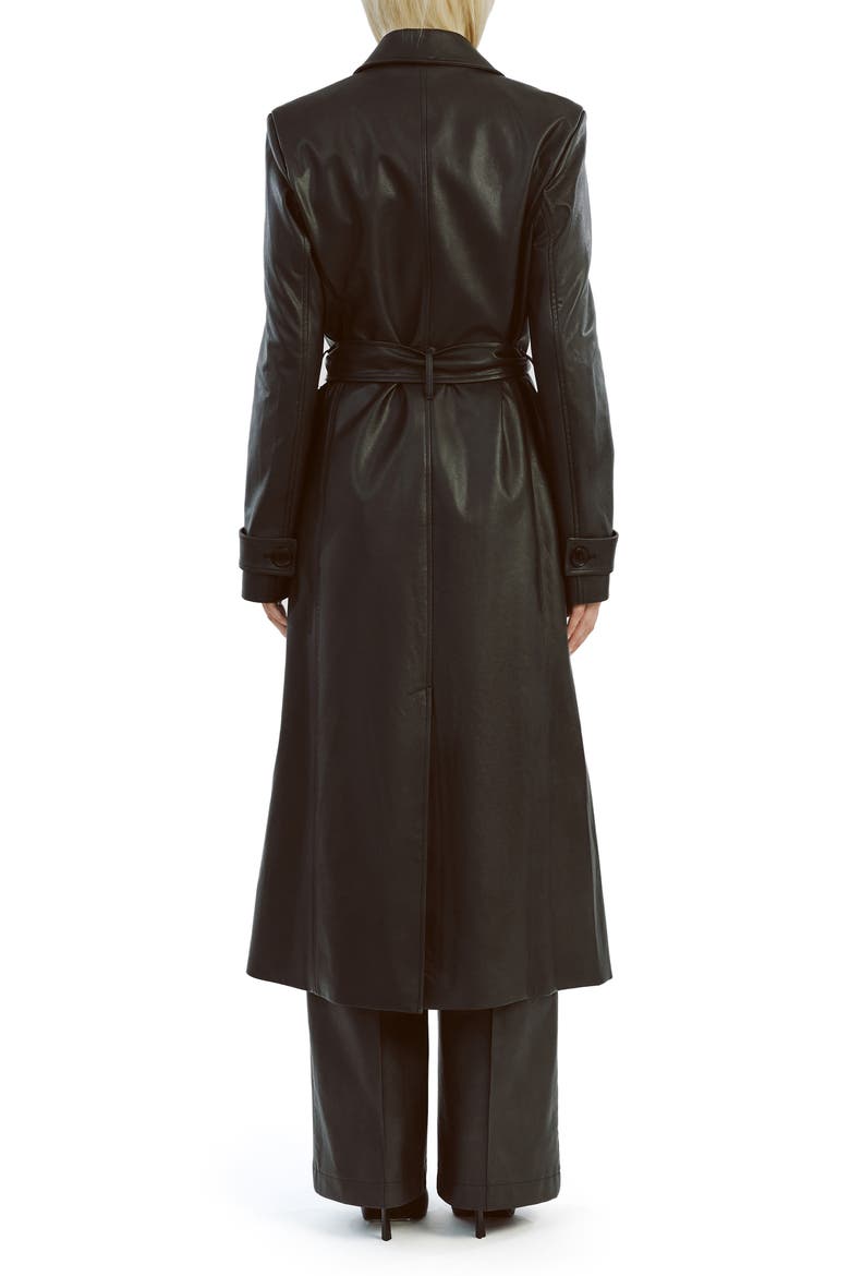 Faux Leather Trench Coat, Alternate, color, BLACK