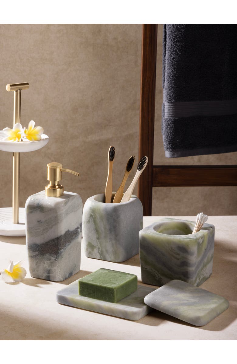 GAURI KOHLI Hanoi Green Onyx Bath Accessories, Set of 4, Alternate, color, Green