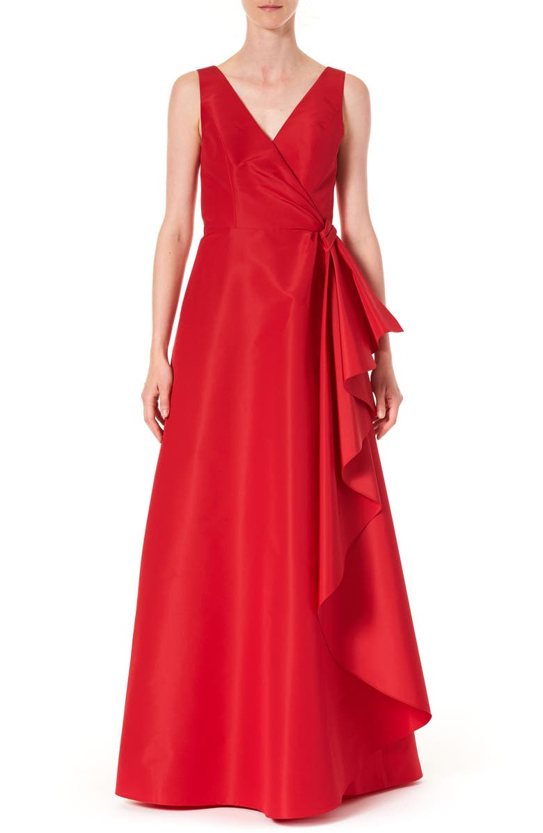 Carolina Herrera Ruffle Panel A-Line Silk Gown, Main, color, 