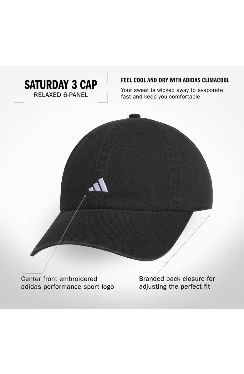 adidas Saturday 3 Baseball Cap, Alternate, color, Black/White