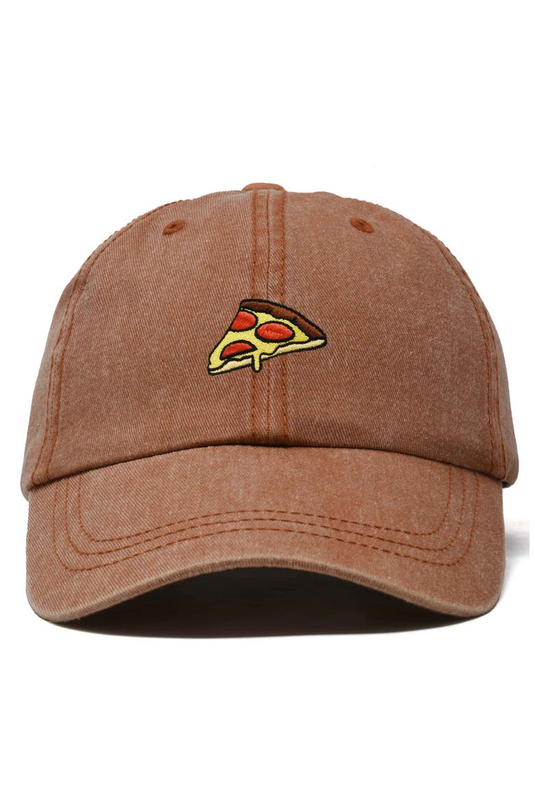 Pizza Slice Embroidered Dad Hat, Main, color, Washed Orange