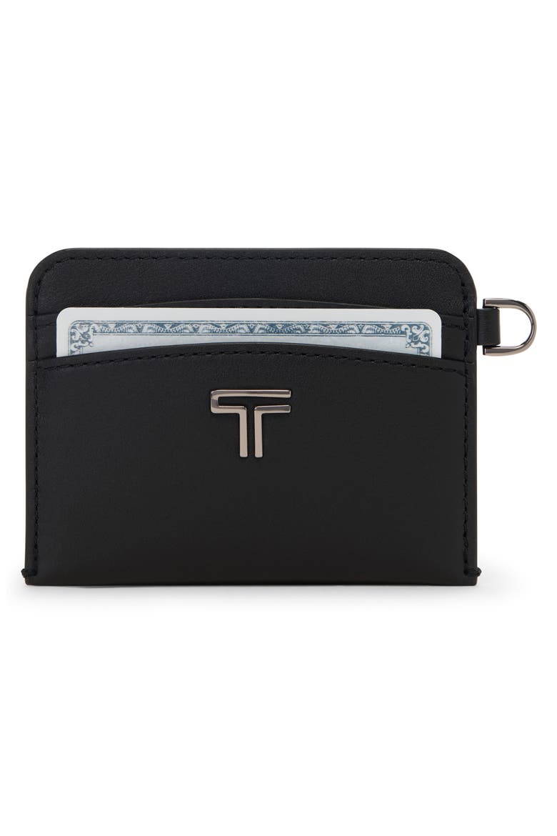 Belden Leather Card Case, Alternate, color, BLACK/ GUNMETAL