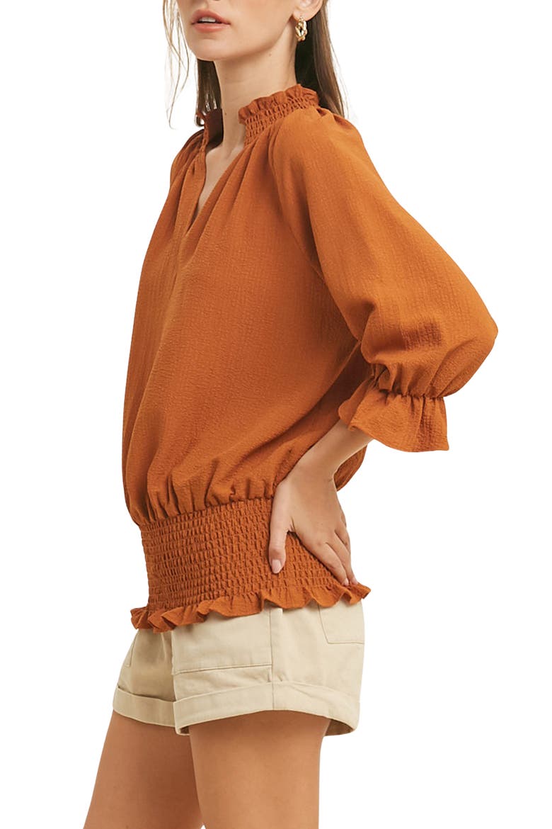 Textured Smocked Ruffle Top, Alternate, color, GUCCI