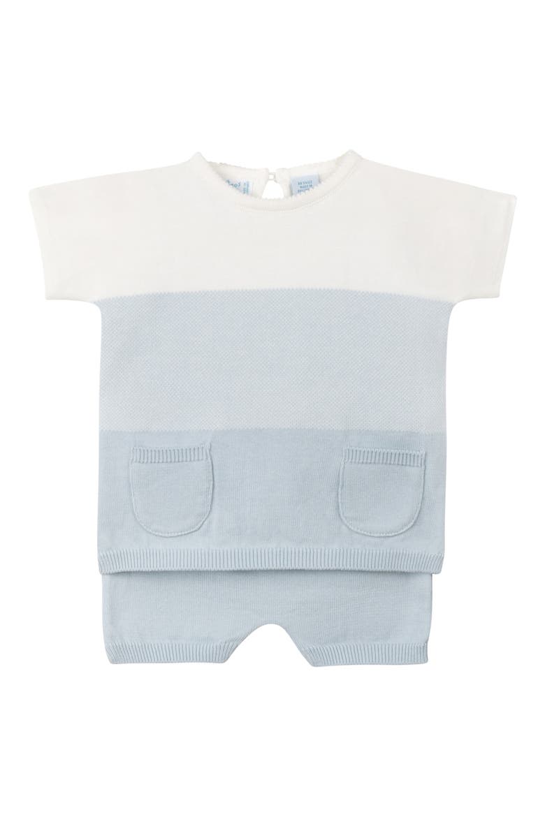 Ombré Short Sleeve Sweater & Knit Shorts Set, Main, color, POWDER BLUE