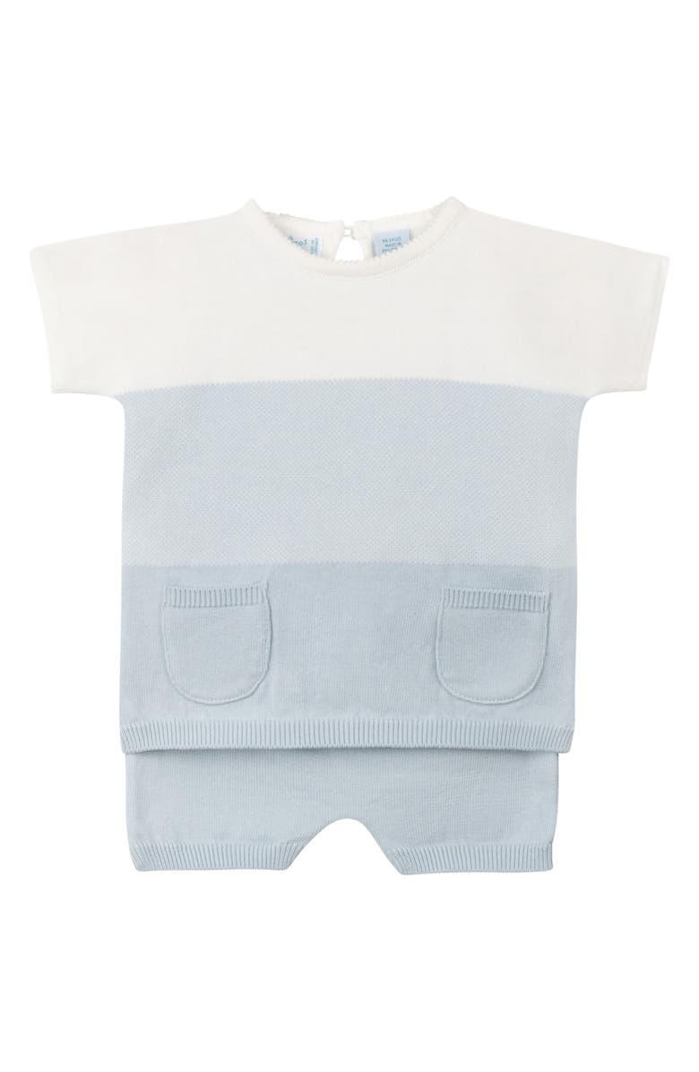 Feltman Brothers Ombré Short Sleeve Sweater & Knit Shorts Set, Main, color, Powder Blue