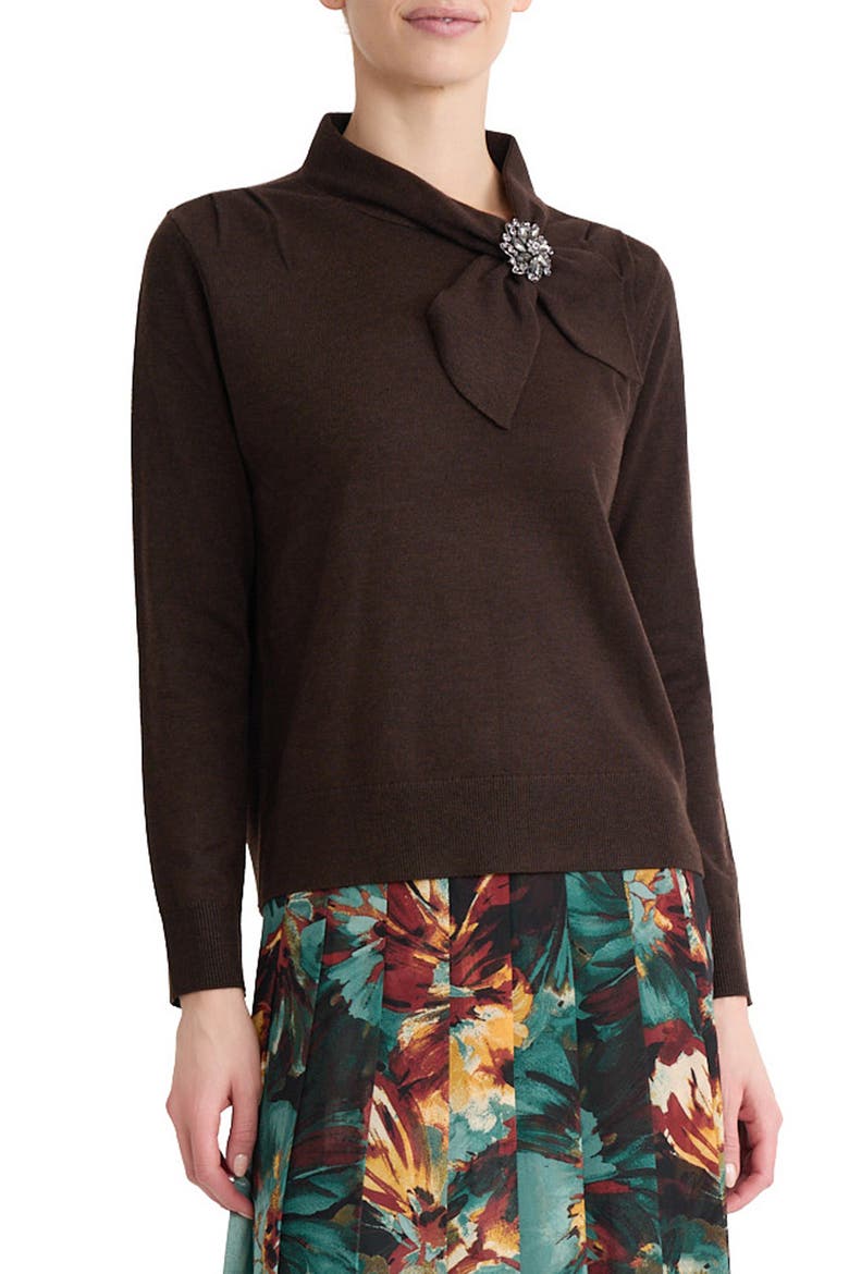 Pin Tie Sweater, Alternate, color, RICH CHOCOLATE