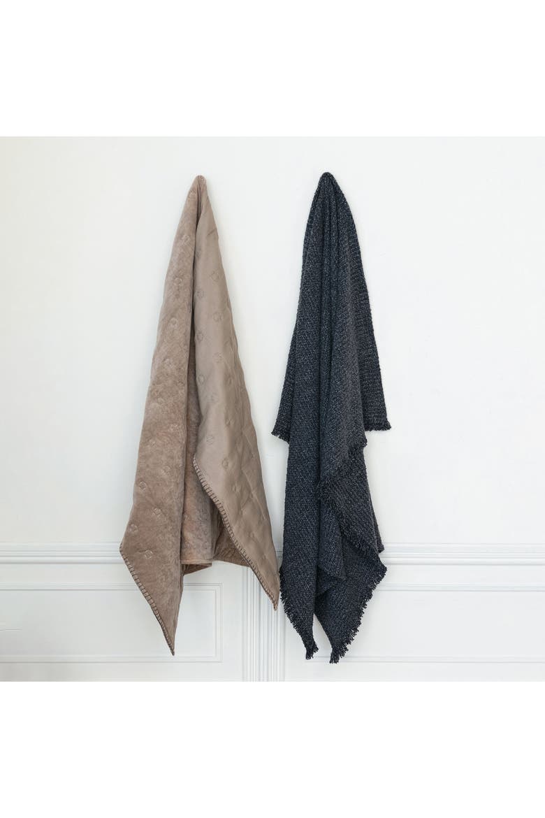 Stonewashed Bouclé Cotton Blend Throw, Charcoal, Alternate, color, Grey