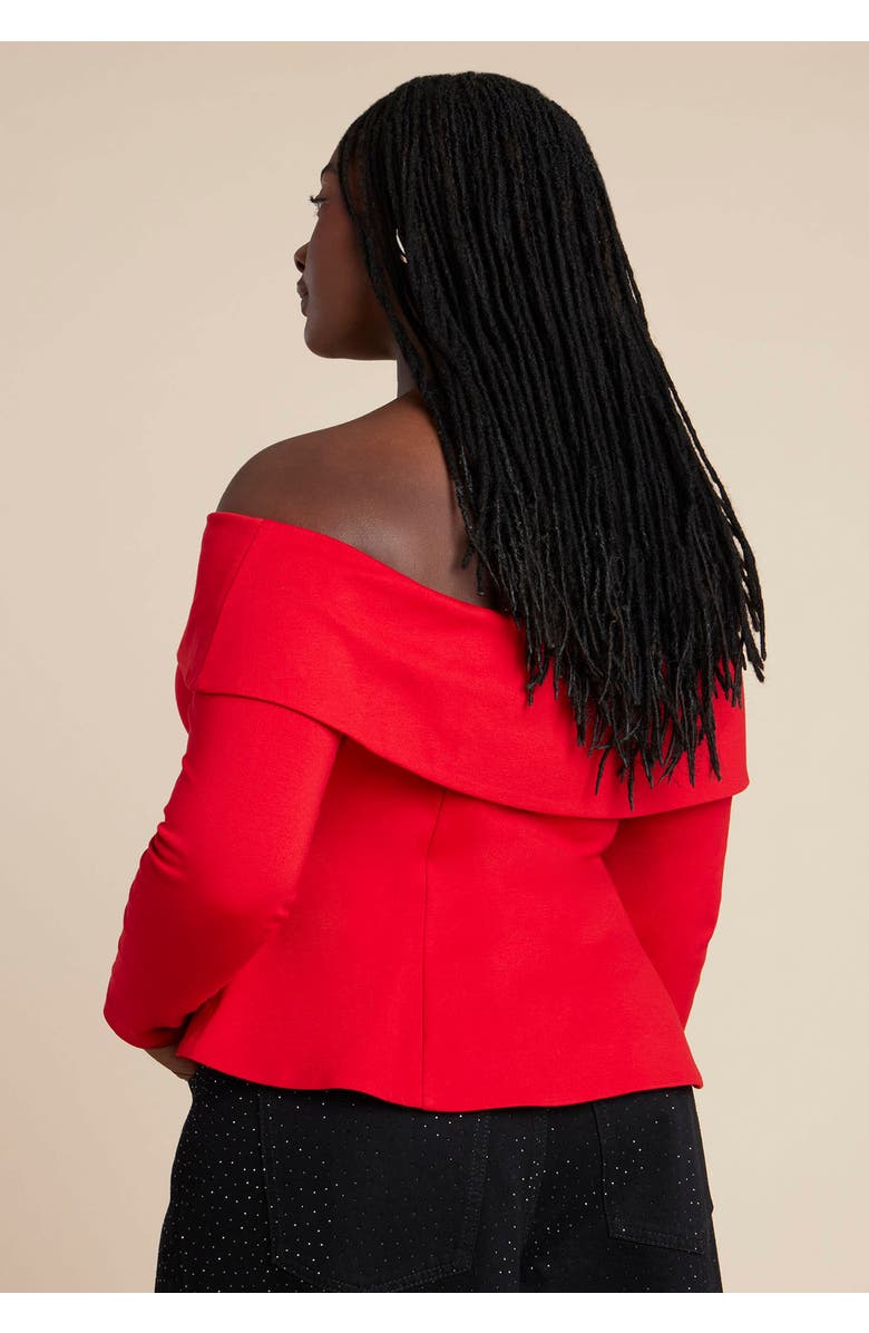 ELOQUII Fold Over Top With Front Button Detail, Alternate, color, Barbados Cherry