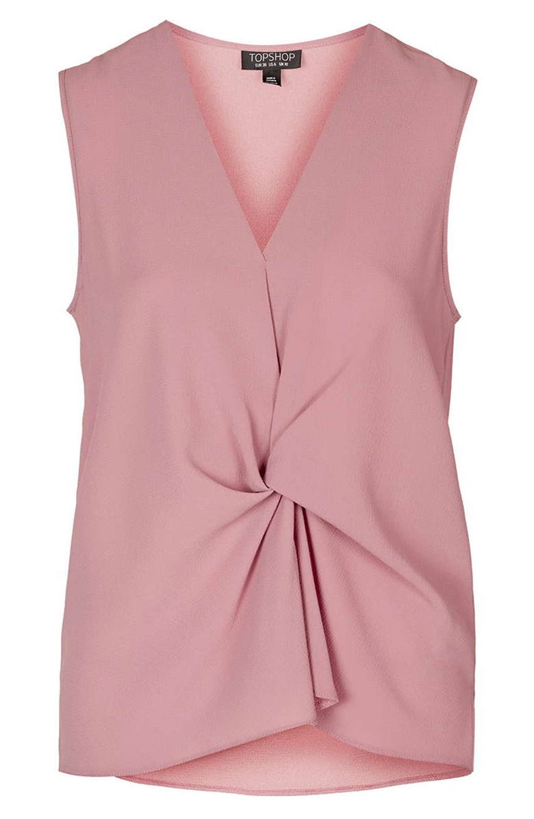 Topshop Tucked Sleeveless Blouse, Alternate, color, Pink