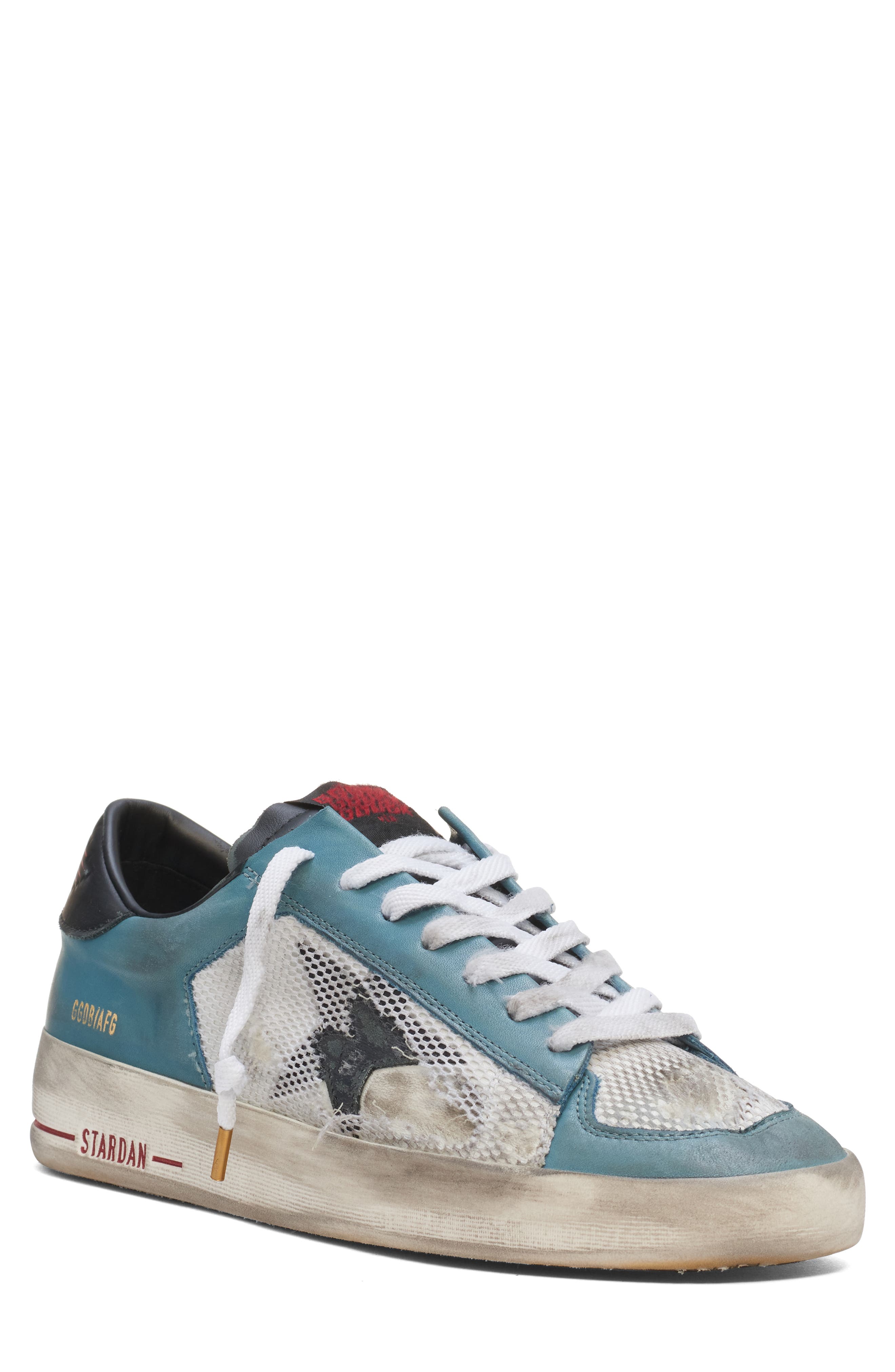Golden Goose Stardan Mixed Media Sneaker, Main, color, Petroleum/ White/ Black