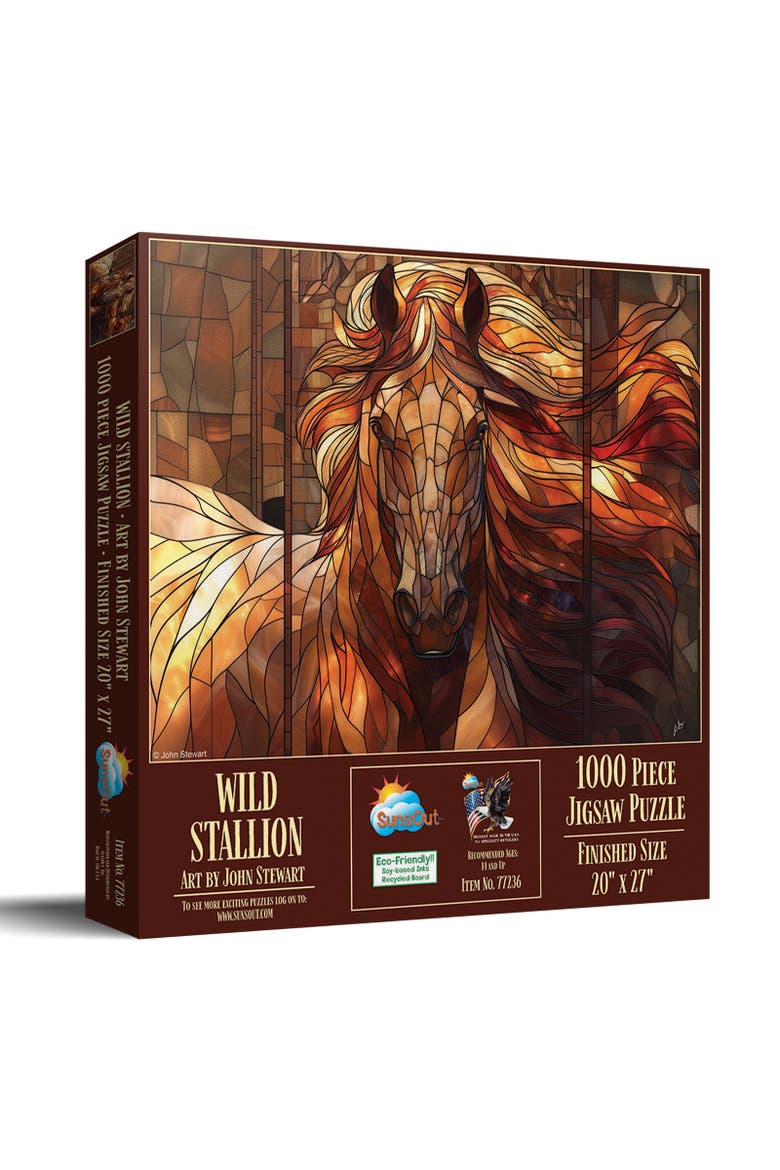Wild Stallion 1000 piece Jigsaw Puzzle for Adults, Main, color, Multicolor