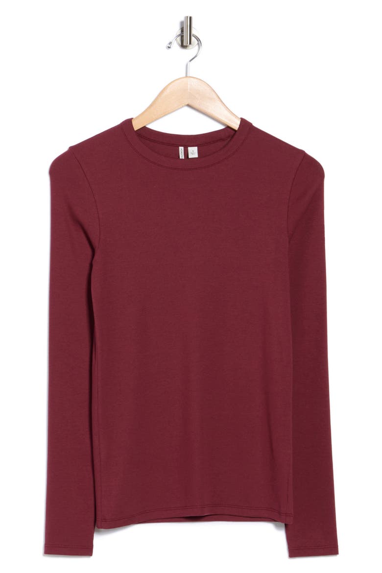 Everyday Stretch Pima Cotton Ribbed T-Shirt, Alternate, color, BURGUNDY TANNIN