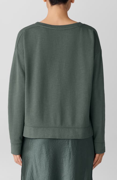 Eileen Fisher Ballet Neck Boxy Organic Cotton Sweatshirt In Green