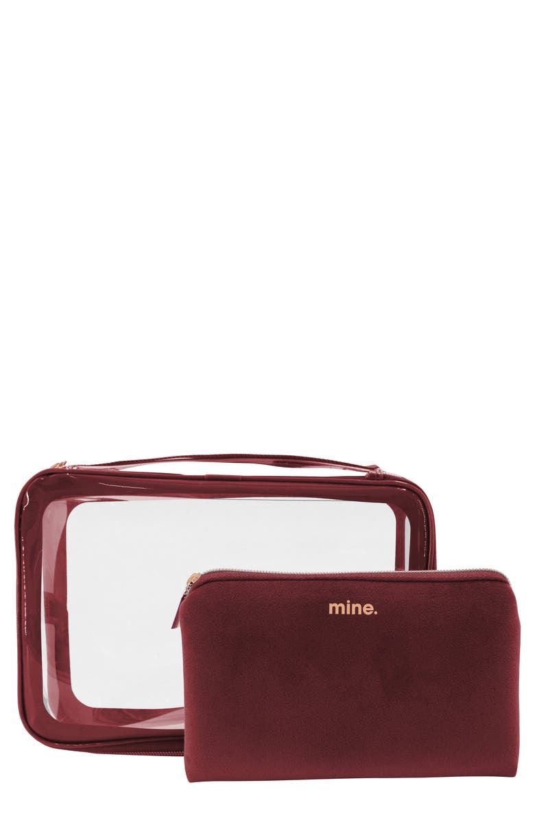 MYTAGALONGS Clear Beauty Case & Velour Pouch Set, Main, color, 