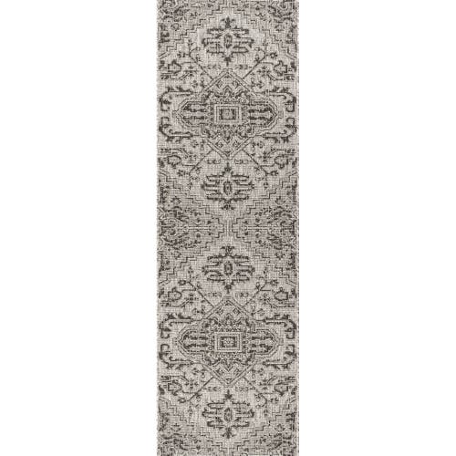 Jonathan Y Estrella Bohemian Medallion Textured Weave Indoor/outdoor Area Rug In Black/gray