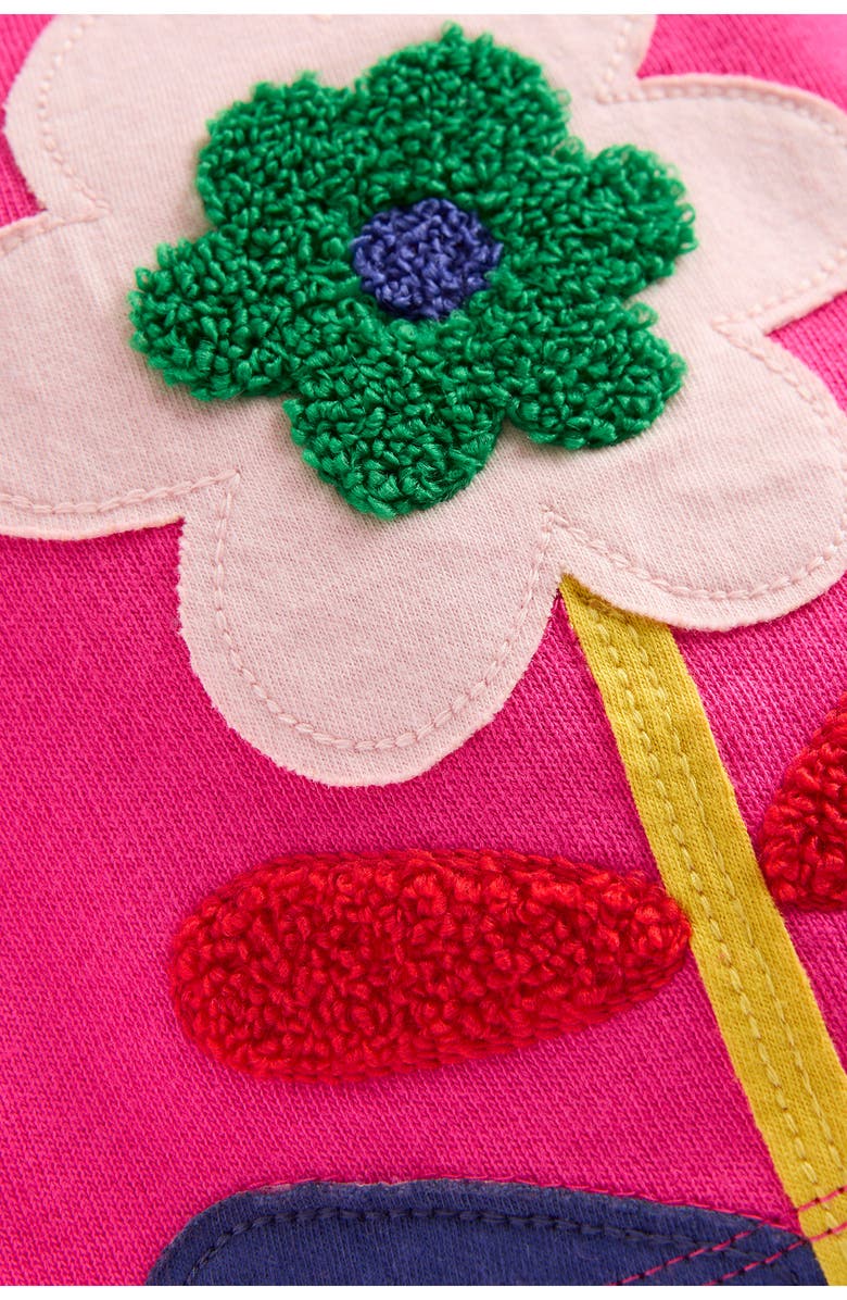 Mini Boden Kids' Appliqué Cotton Wide Leg Pants, Alternate, color, Raspberry Pink Flowers