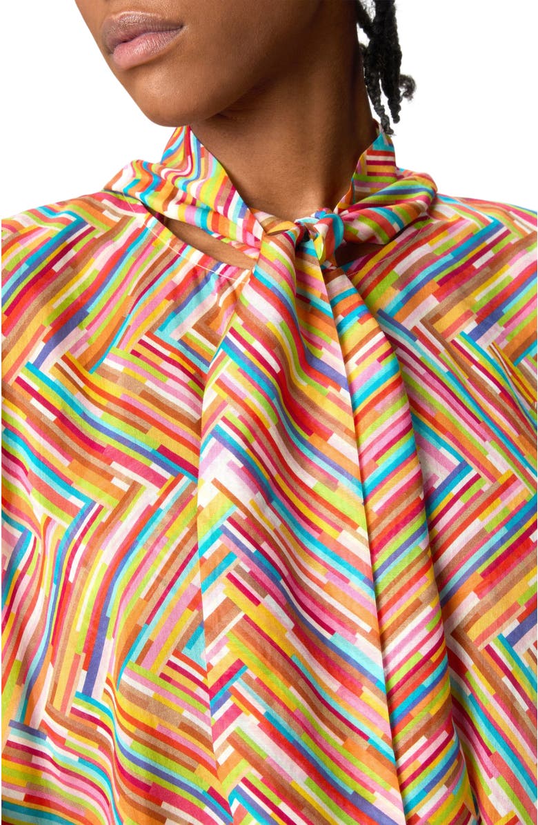 Missoni Asymmetrical Blouse In Printed Cotton And Silk Blend, Alternate, color, Multicoloured